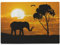 WANDKINGS Glasschneidebrett „Elefant bei Sonnenuntergang“ - Motiv wählbar - Glasschneideplatte, Schneidebrett aus Glas, Frühstücksbrettchen