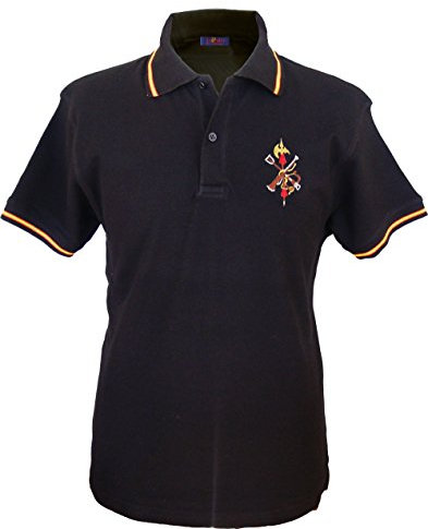Pi2010 Polo Legión Española Hombre/Bandera de España en Cuello y magas/Negro/Talla XXL
