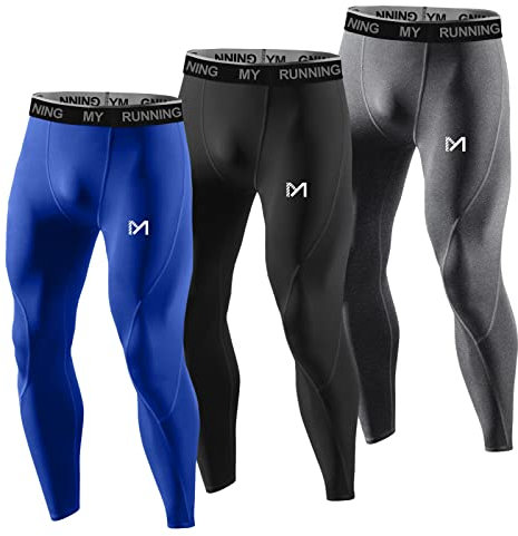 MEETYOO Herren U6b Leggings, Grau+blau+schwarz, M EU