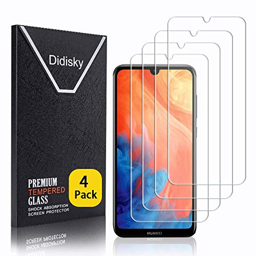 Didisky [4 Stück] Schutzfolie Kompatibel mit Samsung Galaxy A50,Huawei Y7 2019,9H Hartglas, Keine Blasen, High Definition Schutzfolie, Einfach anzuwenden, Fall-freundlich