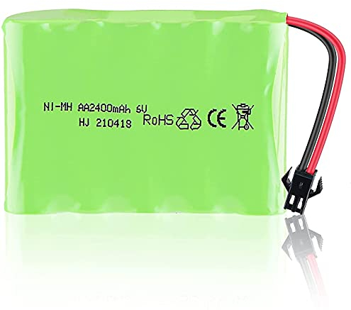 YUNIQUE GREEN-CLEAN-POWER - Batteria Ricaricabile 6V Ni-MH 2400mAh | Per Controllo Remoto Auto, Rc Rock Crawler | Dimensioni 70X51X15 mm | Ricarica Rapida, Verde