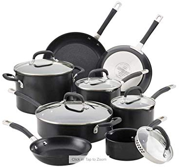 Circulon Premier - Set di pentole in alluminio anodizzato, 13 pezzi, colore: Nero