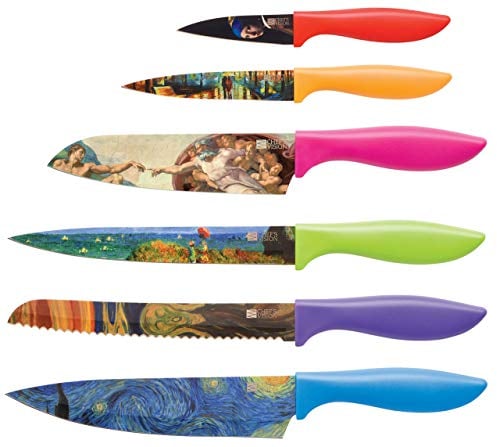 Ensemble de Couteaux Chef’s Vision Chef-d'œuvre - Ensemble de Couteaux de Cuisine en Acier Inoxydable de 6 Pièces - Chefs-d'œuvre Superbes - Cadeau Parfait pour Pendaison de Crémaillère Femme ou Homme