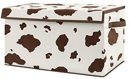 Sweet Jojo Designs Aufbewahrungsbox für Spielzeug, Motiv: Wild West mit Kuh-Aufdruck, für Babyzimmer oder Kinderzimmer, Braun und Creme
