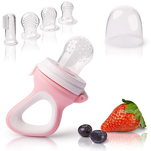iFancy Tétines pour bébés et jeunes enfants + 3 tétines en silicone de 3 tailles différentes + 1 brosse à dents pour bébés | Rose/Blanc, tétine mam