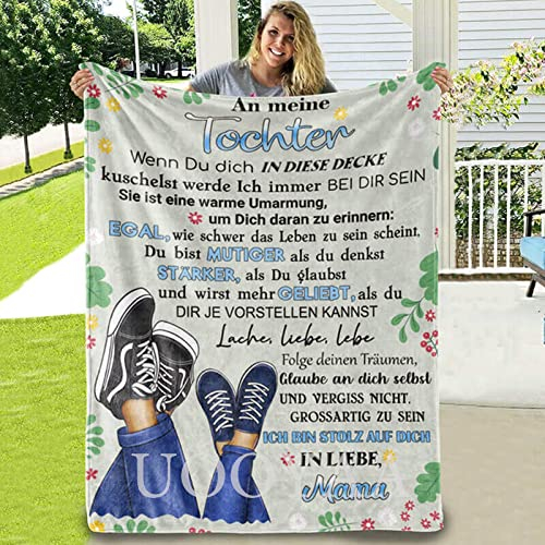 Personalisierte Flanell Kuscheldecke,An Meine Tochter Decke Von Mama,Deutsche Briefdecke Nachricht Luftpost Wohndecke Couch Bett Tv-Decken Geburtstagsgeschenk(Mutter An Meine Tochter D,150×200cm)