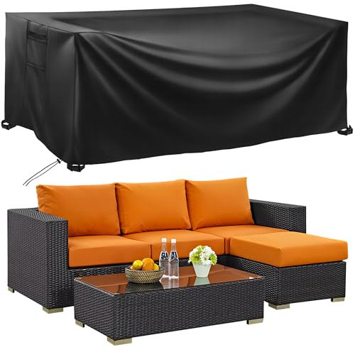 Bemece Garden Furniture Covers, Outdoor Furniture Covers Waterproof with Air Vent, Upgraded 420D Oxford Outdoor Patio Rectangular Cover, Anti-UV, Tear-Resistant, 230 * 165 * 80cm