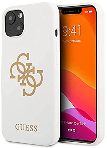 Guess GUHCP13SLS4GGWH Hülle für iPhone 13 mini 5,4 weiß Silicone 4G Logo