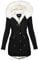 SilkTem Winterjacke Damen Schwarz Mit Fell | Weiß Teddyfell Gefütterte Winterparka Tunika Fleecejacke Elegant Schmale Outdoor-Plüschjacke Lässig Dicker Steppmantel mit Pelzkragen(Schwarz,XXL)