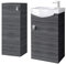 Planetmöbel Badmöbel Set Waschtisch mit Unterschrank 40 x 60 x 29 cm mit Midischrank 32 x 75 x 23 cm für Badezimmer, Gäste WC & Bad, Anthrazit