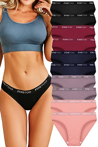 FINETOO Confezione da 10 Slip in Cotone da Donna Intimo Traspirante Logo Intimo Sportivo Mutandine morbide e Sexy Lingerie Sexy Cintura Sportiva Bikini Confezione Multipla S-XL