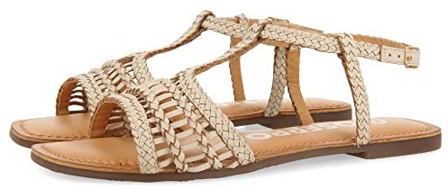 GIOSEPPO Sandalias Planas Off-White de Piel Trenzadas para Mujer icari