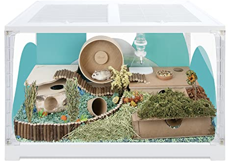 Niteangel Stacker Serie Hamsterkäfig - Stapelbarer und großer Glasbehälter für Hamster, Gerbils, Mäuse, Degus oder andere kleine Haustiere (4-Seitenglas)