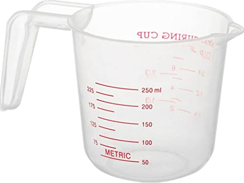 Cooking Baking Measuring Jug,250ml Clear Plastic Measuring Jug, Measuring and Mixing Jug with Handle,Transparent Measuring Cup Jugs for Baking Cooking, Easy to Read Measurements