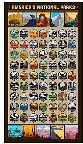 Americanflat Rubbel-Poster mit 63 Nationalparks in den USA – 40,6 x 73,6 cm und US-Nationalpark-Tracker mit farbigen Reise-Stil-Symbolen, mehrfarbig