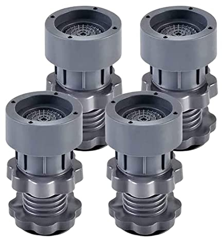 KIKAPA Support de machine à laver réglable en hauteur - Support de machine à laver - Gris - Support réglable anti-vibration pour machine à laver - 4 pièces