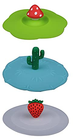 3 Pcs Silicone Glass Cup Covers Reusable Anti-dust Cup Covers Cartoon Coffee Mug Lid Covers for Tea Beer Wine Glass