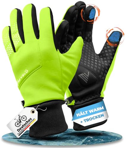 MIVELO Fahrradhandschuhe Herren Damen warm Winddicht wasserabweisend (XL, gelb)