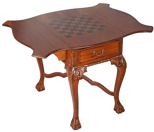 Chippendale Spieltisch Klapptisch Schachbrett Schachtisch Barock Mahagoni Braun 55x81 cm mar016 Palazzo Exklusiv