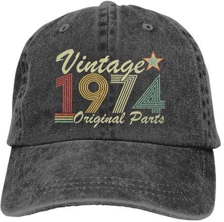 1974 Geburtstagsgeschenke für Frauen Hut Vintage 1974 Hut 50. Geburtstag Geschenke für Männer Baseball Cap, 1974-B-Black-1, Einheitsgr��e