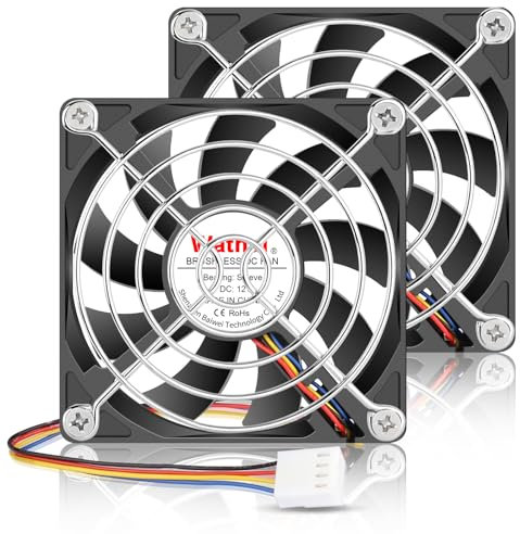 Wathai 80mm x 15mm Slim PC Computer Case Fan 12V 4Pin PWM High Performance for Mini-ITX Builds, GPU CPU Cooler Radiator Cooling 2 Pack