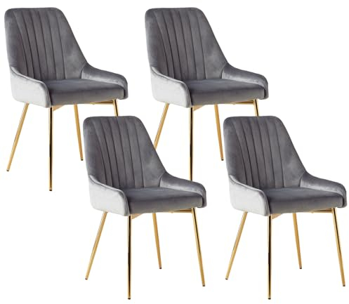 Sepnine Stühle Esszimmer 4er Set, Küchenstühle Moderne, Polsterstuhl Esszimmerstühle mit Metallbeinen, Samt Essstuhl, ergonomische Dining Chairs