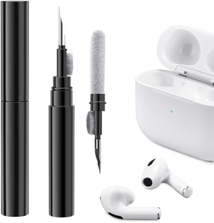 ICARER Clean Kit für AirPods 4 2024 AirPods Pro 2/Pro AirPods 2/3, 3 in 1 Multifunktions Kopfhörer Reinigungsset Werkzeug Weiche Bürste Beflockungsschwamm für AirPods iPhone Kamera Tastatur-Schwarz