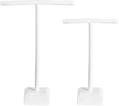 PATIKIL Espositori per Orecchini, 2pz Porta Orecchini Organizzatore di Conservazione Stand per Orecchini in Acrilico T Rack per Fotografia Gioielli Collana, Bianco