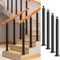 LORIER 4er-Pack Geländer Außen/Innen Treppengeländer Schwarze Geländer-Säulen, Treppen-Baluster-Pfosten für Den Innenbereich,with Flacher Und Verstellbarer 270°Bracket Spindle Post(Size:75cm/29.5in)