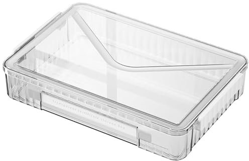 Cylogia Clear A4 Storage File Box Moisture-Proof Portable Plastic PET Box with Lids Handle and Clasps Stackable Document Storage Organizer Paper Magazines Holder for Home Office School(White Buckle)