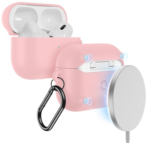 ESR für AirPods Pro 2 Hülle (2023/2022/2019), kompatibel mit AirPods Pro 2./1. Generation (USB-C/Lightning Kabel), unterstützt magnetisches Laden, Sichtbare Statusleuchte, Rosa