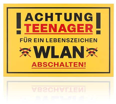 FunX Achtung Teenager Türschild - Lustiges Schild mit Spruch Warnschild als Geschenk zur Jugendweihe und Geburtstag für Jungen und Mädchen - 30 x 20 cm