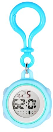 JewelryWe Digitaluhr Damen Karabiner Uhr: Blau Silikon Hülle Elektronische Digital Taschenuhr Karabineruhr Multifunktionale Krankenschwester Fob Uhr mit Datum Woche Kalender, Wecker, Stoppuhr