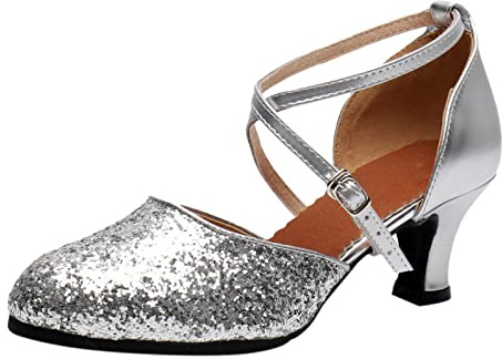 Geschlossene Tanzschuhe Damen Glitzer Party Hochzeit Schuhe Damen Tanzschuhe Lateinischer Tanz Schuhe Mit Strasssteinen Hoher Absatz Glitzer Salsa Tango Ballsaal Tanzschuhe Schuhe Damen Elegant