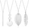 Diamday 4Pcs Long Necklace for Women Pendant Necklace Long Chain Statement Necklace Silver Gold Bar Feather Circle Leaf Pendant Y Necklace Trendy Sweater Necklace Boho Costume Jewellery Set Silver