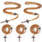 SWAWIS 5 Stück Rosenkranz Katholisch Rosenkranz Halskette Gebetskette Kreuz Rosenkranz Kette Naturholz Rosenkranz Kommunion für Katholische Christen Religiöse Kommunion, Taufe, Messe, Bibel