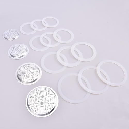 Silicone Gasket Seal Rings with Sieve Replacement Washer and Filters, Rubber Seal for Stove Top Coffee Maker Moka Pot-3 Cup (3 Cup)