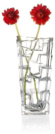Queensway Home & Dining Crystal Look Heavy Glass Bouquet Flower Vase Holder for Home Table Decor Wedding Centrepiece Dining and Living Rooms