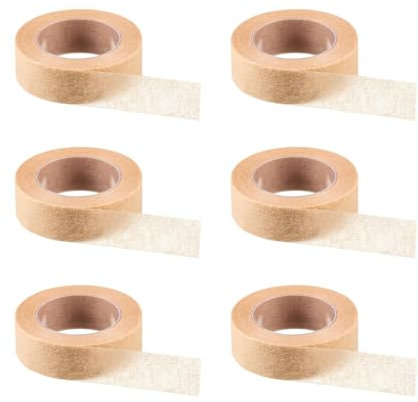 QEDBOJE 6 Rollen Mikroporen Band Flexibles Hautband Atmungsaktives Nasenband Selbstklebendes Mullband für Wundverletzungen Schwellungen Sport (0,5 Zoll x 10 Yard, Beige)