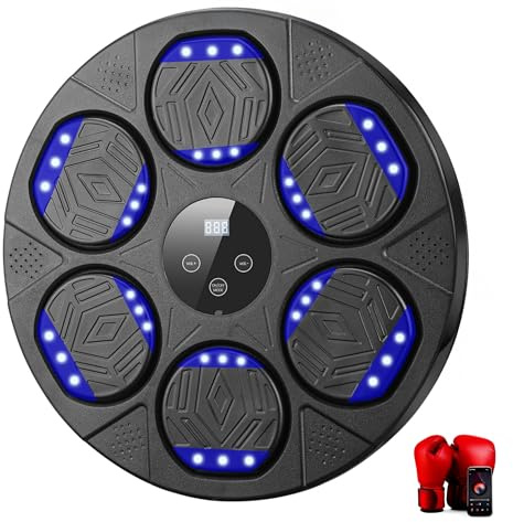 Silencomfort Music Boxing Machine, LED Boxing Machine Wandhalterung with Gloves, 9 Geschwindigkeitsmodi und Zählmodus, Boxmaschine mit Musik Bluetooth für Stress Release und Training