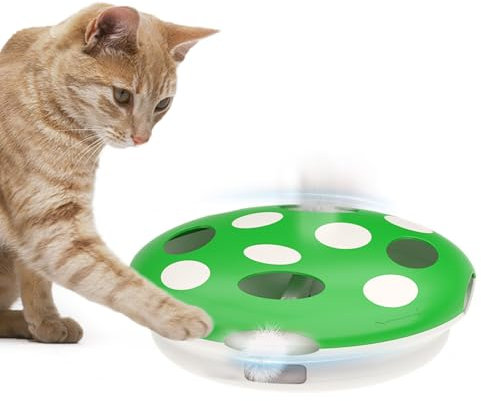 Namsan Interaktives Katzenspielzeug Infrarotsensor Ausgestattet Katzenspielzeug Selbstbeschäftigung mit Feder Type-C Aufladbar Leise Elektrisch Katzenspielzeug - Grün