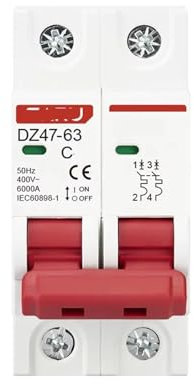 IONQXIDLD C45N Interruttore magnetotermico bipolare 3A/6A/10A/16A/20A/32A/40A/50A/63A 400V~ Installazione Tipo C Guida DIN 35mm Potere di interruzione 6KA(40A)