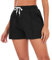 Crewhpo Shorts Damen Baumwolle Kurze Hose Sommer mit Taschen Sportshorts Einfarbige High Waist Sporthose Jogginghose Kurz Locker Trainingshose Laufshorts Elastischer Bund Schwarz XXL