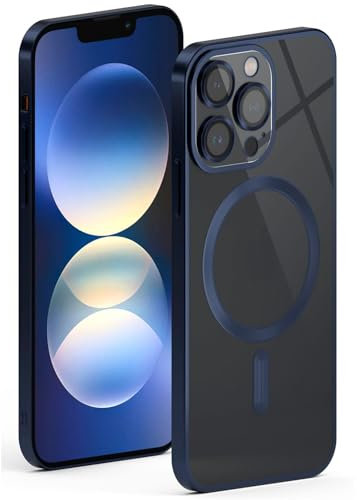 ONEFLOW Aura Case für iPhone 12 Pro Hülle kompatibel mit MagSafe, Handyhülle mit Kameraschutz, Schutzhülle für induktives kabelloses Laden, Silikonhülle Durchsichtig, Blau