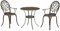 Outsunny 3 Piece Patio Bistro Set for 2, Outdoor Aluminium Garden Table and Chairs with Adjustable Footpads for Balcony, Garden and Patio, Bronze Tone