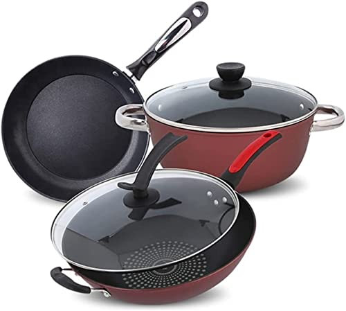 CHCWR Juego de Cocina Sopa Pot Sartre sartén Leche Maceta Olla Cacerola sartén Antiadherente cazuela Wok