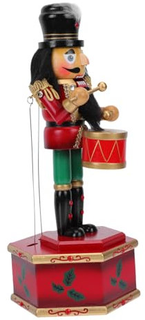 GALPADA Caja Musical Cascanueces Madera Pintada con Melodía Navideña Decoración Muñeco Soldado Rey para Fiestas y Hogar