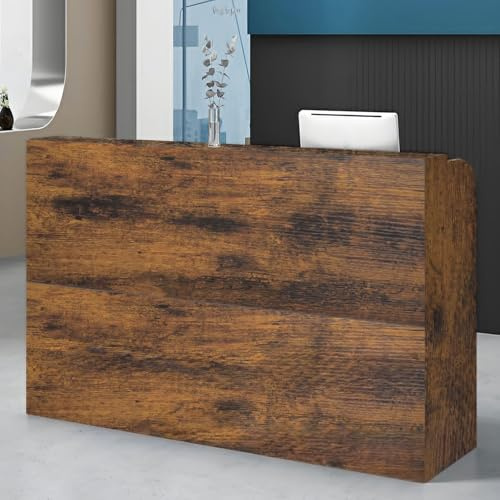 LINLIUA Empfangstheke Rezeption Klein Kosmetikstudio, Rezeptionstheke Modern Holz mit Ablage für Büro und Empfang, Platz Sparen, Einfach zu Montieren, für Büro Hotel Retro-Farbe 140 * 50 * 110cm