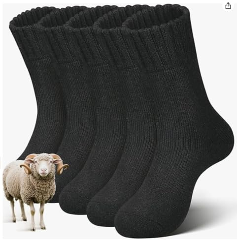 sellto 5 PAAR Merino Socken Thermosocken Herren Atmungsaktiv Wandersocken Dicke Warme Outdoor Wintersocken Anti-Blasen Sportsocken