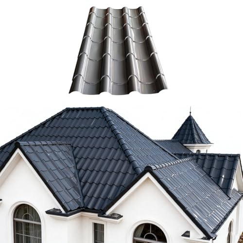 Metall-Asphalt-Dachschindeln, Architekturschindeln aus 99% Aluminium, Dachziegel, Hochleistungs-Dachplatten für Architektur-, Wohn- und Garagendächer(Black 76.5x30cm,20pcs)